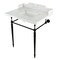 Kingston Brass 30 Carrara Marble Console Sink with Brass Legs, Marble WhiteMatte Black LMS3022M8SQ0 - alternate 1